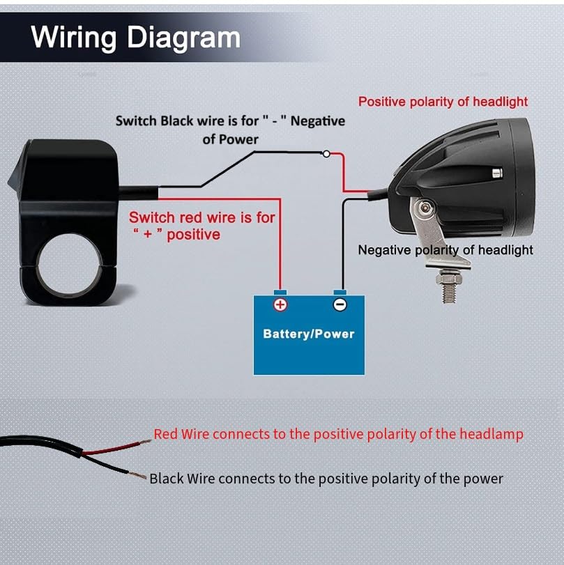 PVC Handlebar 1-Way Switch ATV Light Switch Waterproof PVC Plastic Toggle Switch for Motorcycle Light Bike Light Spotlight 7/8"(22MM) 1 Pc