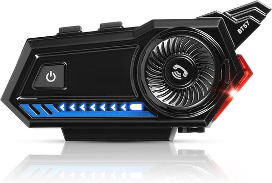 Motorcycle Helmet Bluetooth, Bluetooth 5.3 EDR Wireless Motorcycle Headset Automatic Answer Motorcycle Headset High Sound Quality Headphone(with Tail Light, Three Flashing Modes)