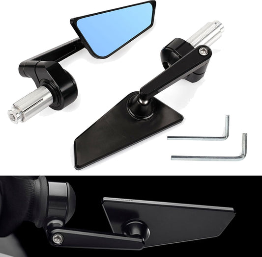 Motorcycle Bar End Mirrors 7/8" 22mm Handlebar Mirror CNC Aluminum for YZF R1 R6 390 790 Duke Ninja 650 Z900 Z650 1290 Super Duke R V4 1100 Cut Edge Rear View Mirror, BLACK