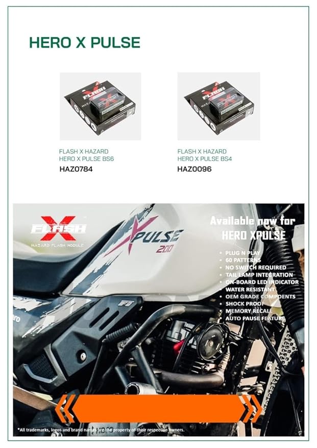 GUB Flash X Hazard Module, Blinker/Flasher (60 Pattern) for Hero X-Pulse BS4, BS6 (2018-2024) Plug N Play