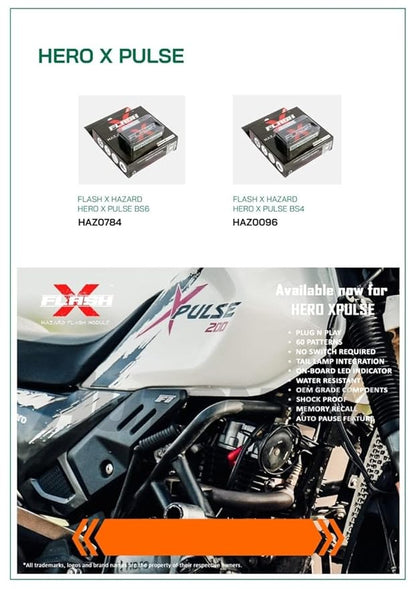 GUB Flash X Hazard Module, Blinker/Flasher (60 Pattern) for Hero X-Pulse BS4, BS6 (2018-2024) Plug N Play