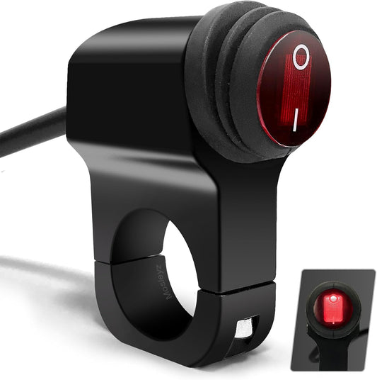 Universal 12V Handlebar CNC Metal Switch (1-Way) ON/OFF for All Bikes and Motorcycles With Red LED