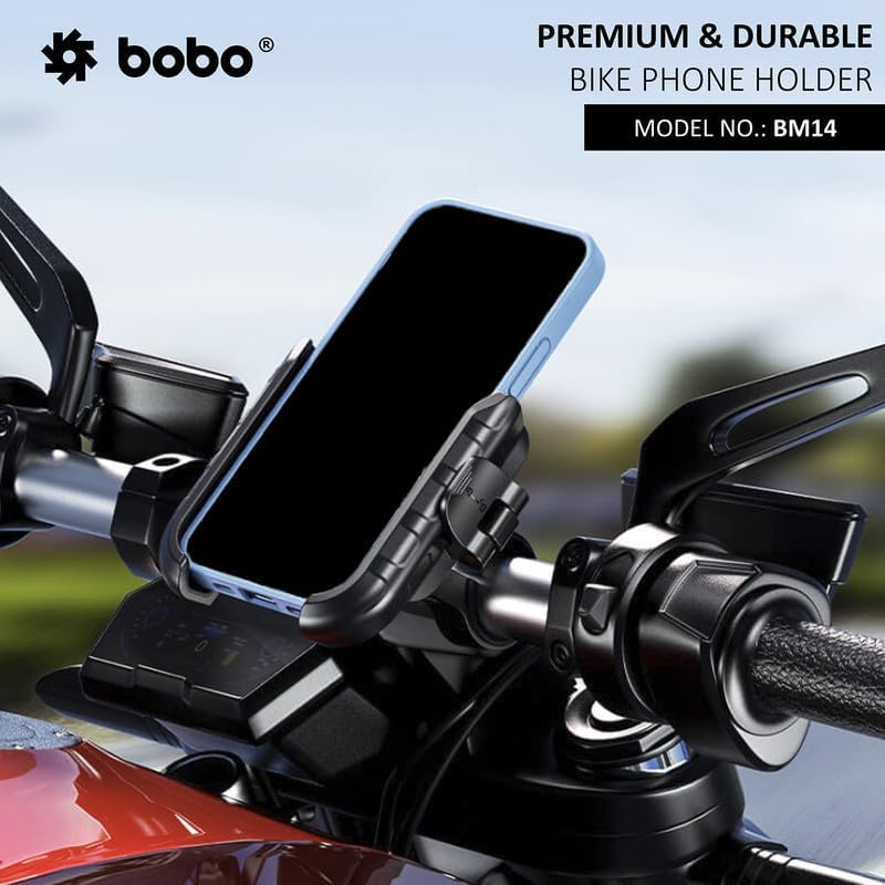 BOBO BM14 Quick Release Enhanced BM4 Waterproof Bike/Motorcycle/Scooter Mobile Phone Holder Mount, Ideal for Maps and GPS Navigation (Black)