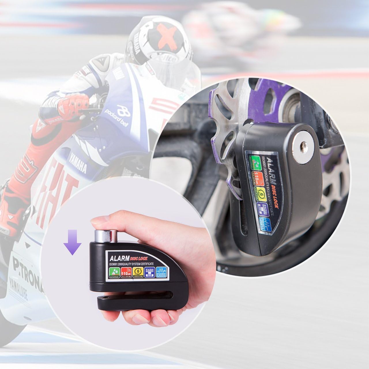 GUB Alarm Disc Lock Motorbike Anti-Theft Disc Brake Lock with 110dB Alarm Siren Sound for Motorcycle Bike Scooter (DISC Lock Alarm)