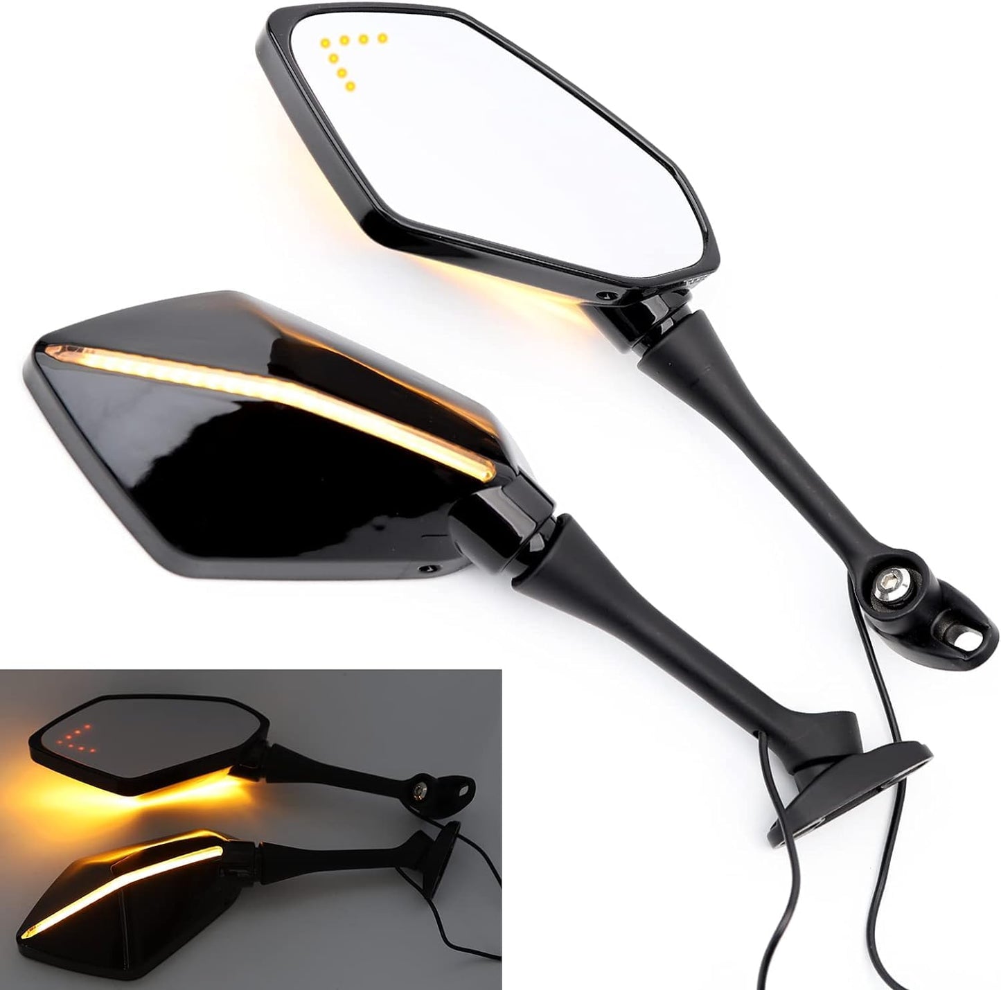 LED Running Light Motorcycle Rearview Mirrors with Front arrow LED Fit for R15 V3/V4, CBR, Zixxer And All Faired Bikes