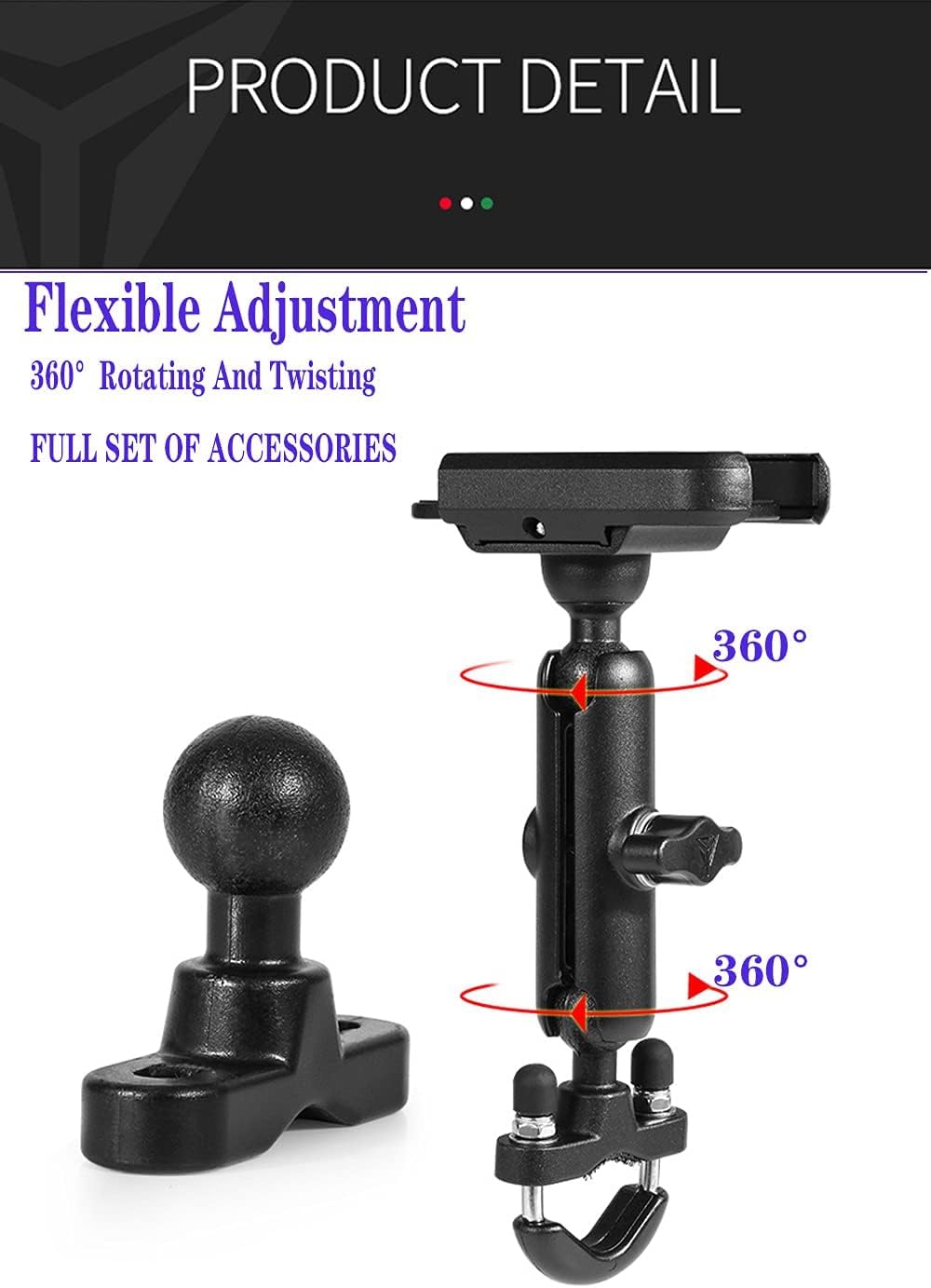LGP LUNKAR GENUINE PARTS LGP 1310 Jaw-Grip Waterproof Handlebar Mount Stand 360° Rotational with Dual Ball Adjustment Mechanism Mobile Phone Holder Mount Ideal for Maps and GPS Navigation (Black)