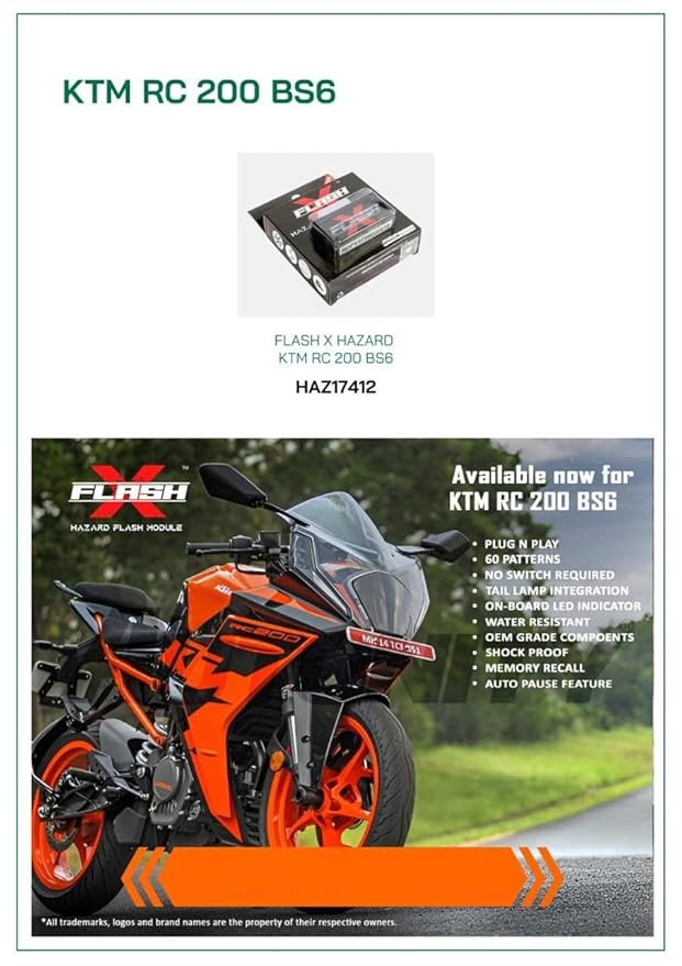 GUB FlashX Hazard Flash Module 60 Pattern, Blinker/Flasher for KTM RC 200, (BS6)