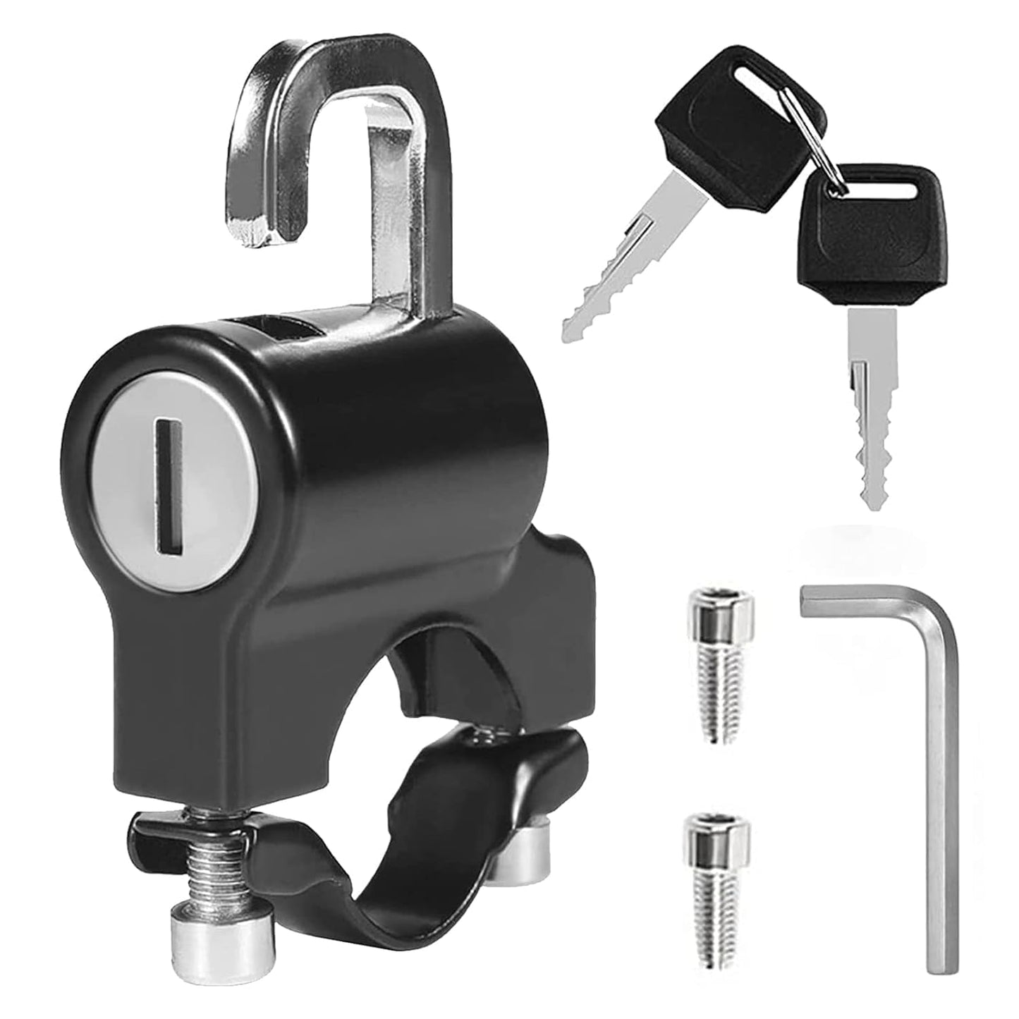 GUB Motorcycle Helmet Lock, Motorbike Accessories, Bike Handlebar Tubing Helmet Lock,Anti-Theft Helmet Safety Lock Metal 22mm-26mm with 2 Keys Motorcycle Accessories, Black