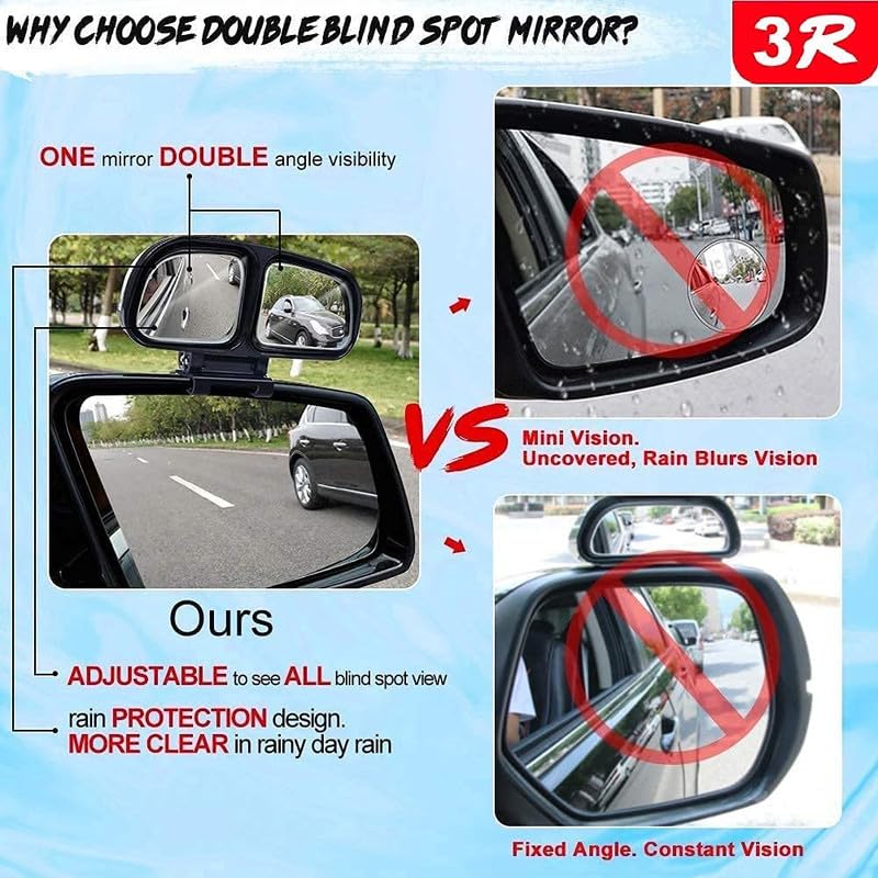 Blind Spot Mirror With 360 Rear View Convex Parking Mirror, 3R Original Suitable for All Car
