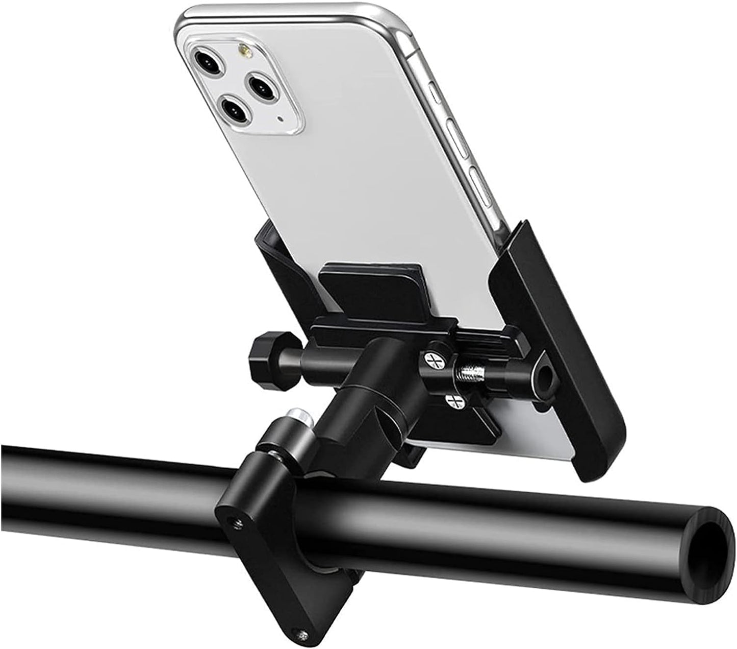 GUB Metal CNC Motorcycle Mobile Phone Holder with Mirror Mount Stand 360 Degree Rotational for All Smartphones
