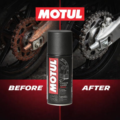 Motul C2 Motorcycle Chain Lube | Advanced Lubrication Spray for Bike Chains | Protects Against Wear & Corrosion, Improves Chain Life | Suitable for All Bikes