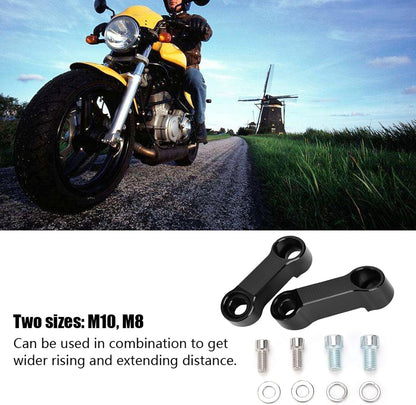 GUB Motorcycle Mirror Extender 10mm 8mm Mirror Mount Adapter Mirror Riser Adapter Kit for Motorcycle & Bikes Modification, Black