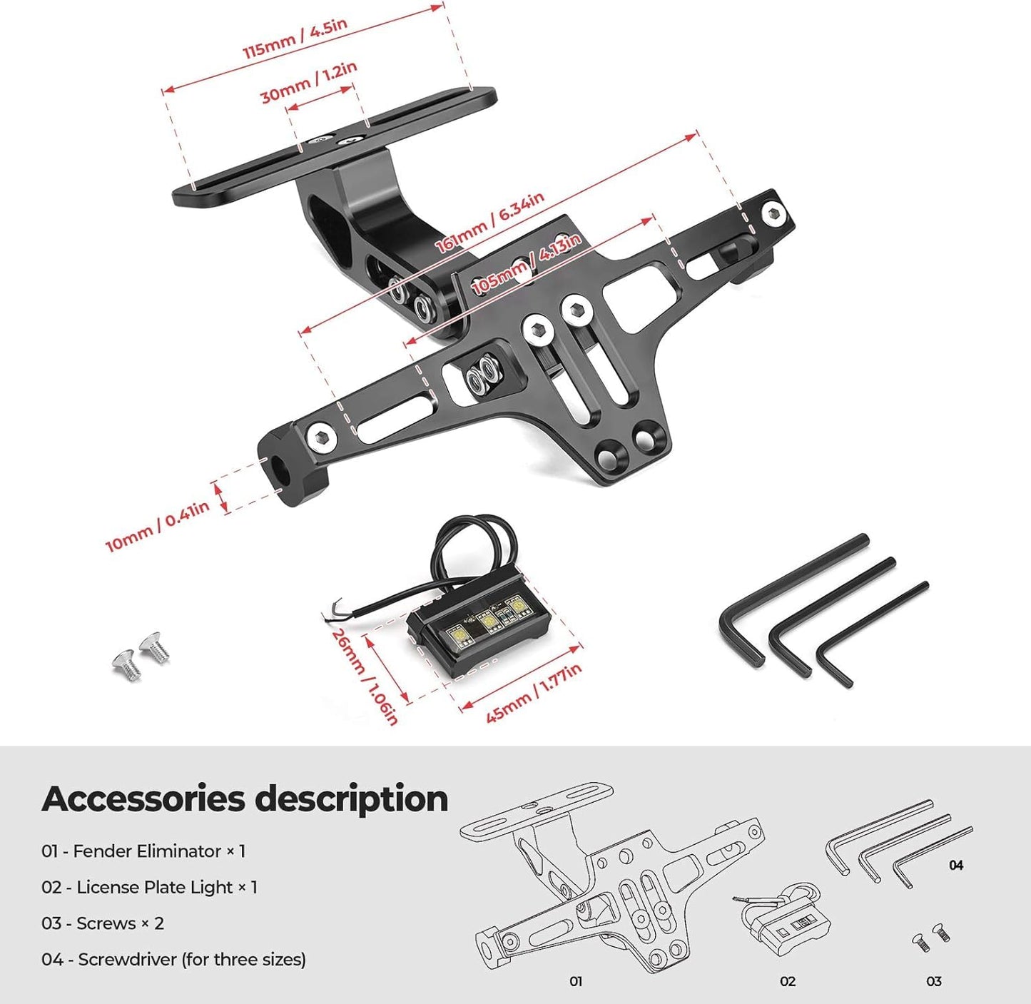 Motorcycle License Plate Bracket Fender Eliminator Kit Universal Motorcycle Tail Tidy Motorcycle License Plate Holder Mount