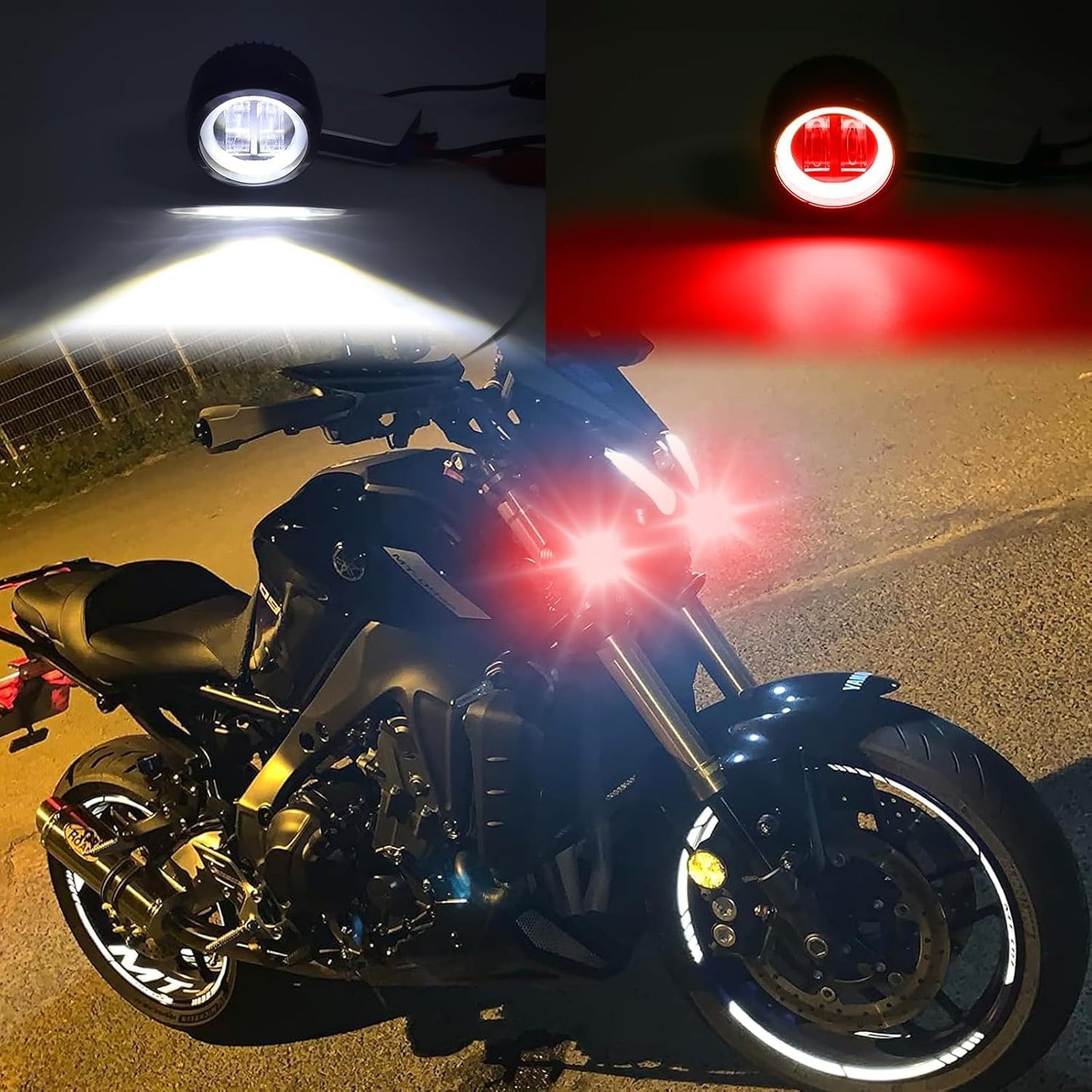 3inch Motorcycle LED Headlight Fog Light Motorcycle Driving Lights 20W Headlights Round Led Light Round LED Angel Eye Light Waterproof Fog Flood Light for Motorcycle Truck SUV UTV ATV etc, Red