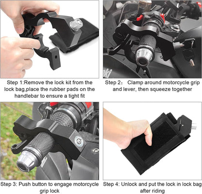 GUB Motorcycle Grip Lock Handlebar Throttle Security Lock Anti-Theft Scooters fit for ATV Motorcycles Dirt Street Bike, Black