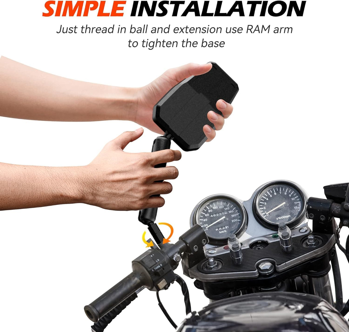 Upgraded Universal Motorcycle Mirror,Adventure Ball-Head ATV Rear View Mirror With 8/10MM Screw and 7/8" Handlebar Aluminum Mount Compatible with ATV Dirt Bike and More