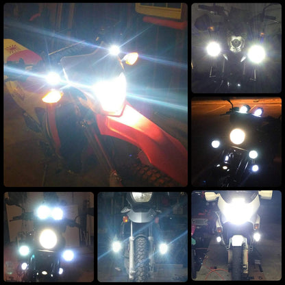 HJG Motorcycle Headlight LED Fog Light 3 inch Round Blue Angel Eye DRL White Light 10-80V DC 8000LM Waterproof Off-road Vehicle Marine Work Light (2 PCS)