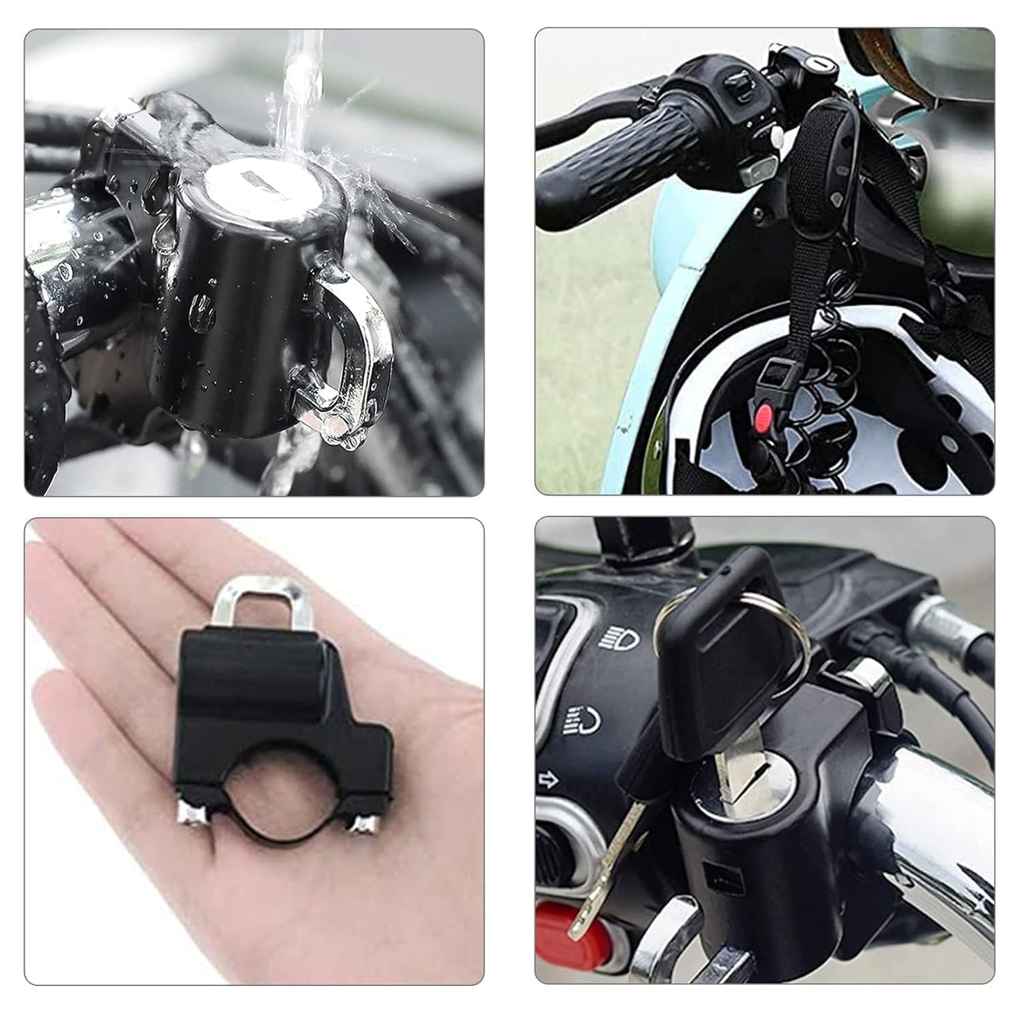 GUB Motorcycle Helmet Lock, Motorbike Accessories, Bike Handlebar Tubing Helmet Lock,Anti-Theft Helmet Safety Lock Metal 22mm-26mm with 2 Keys Motorcycle Accessories, Black