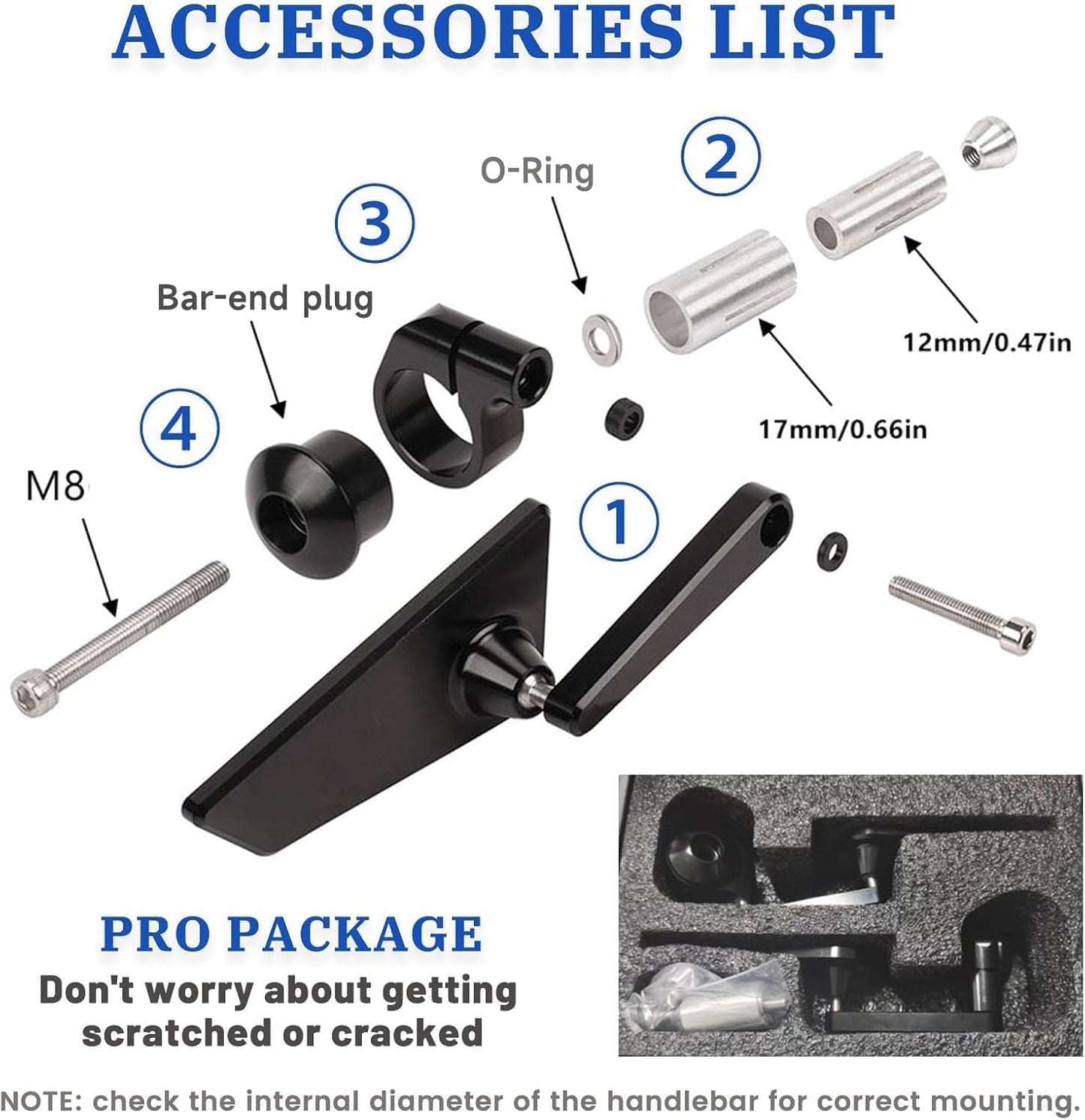 Motorcycle Bar End Mirrors 7/8" 22mm Handlebar Mirror CNC Aluminum for YZF R1 R6 390 790 Duke Ninja 650 Z900 Z650 1290 Super Duke R V4 1100 Cut Edge Rear View Mirror, BLACK