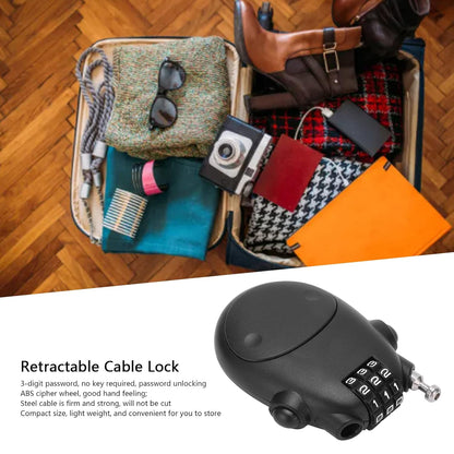 GUB Portable Helmet Lock/Wheel Lock Wire Rope Anti-Theft Lock 3 Digit for Suitcase Helmet Luggage Toolbox