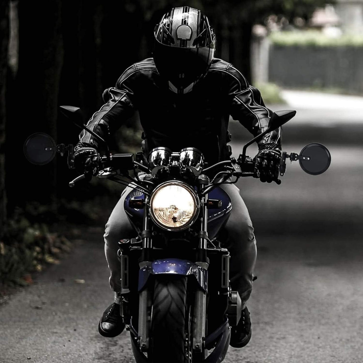 Universal Bike ROUND Folding Mirror Glass Bar End Rear View Mirrors Motorcycle Handlebar Side View Mirrors for - All Bike & Motorcycle