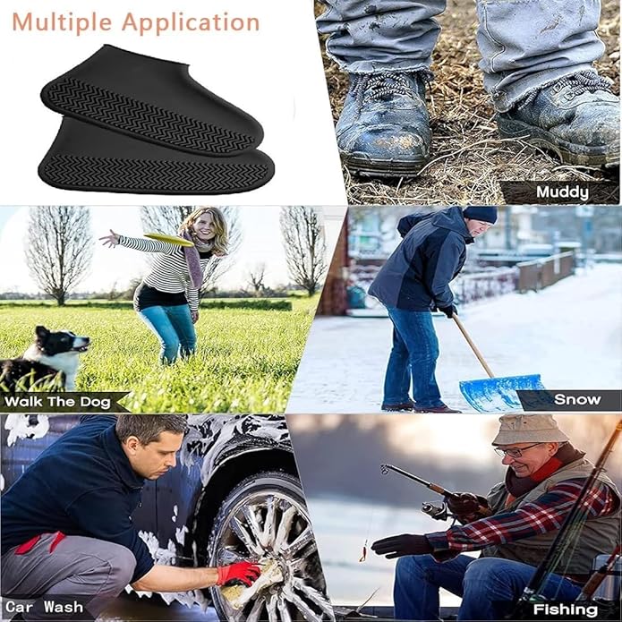 GUB Waterproof Silicone Shoe Covers, Reusable Rain Shoe Covers Non-Slip Bowling Rain Outdoor Shoe Covers Men Women