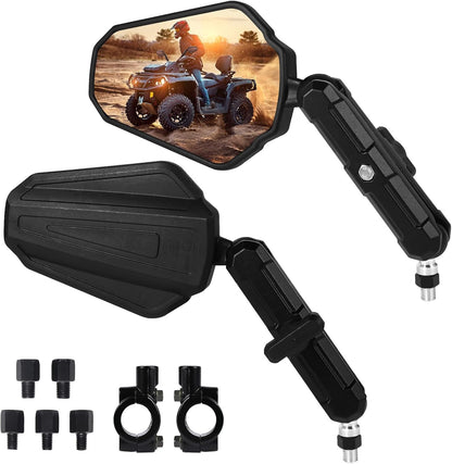 Adventure Bike Mirrors – ABS Body, Anti-Vibration Aluminum RAM Mount, 2-Section Adjustable Angle for Wider Rear View, Universal Adventure Motorcycle Rear-View Mirrors, Black