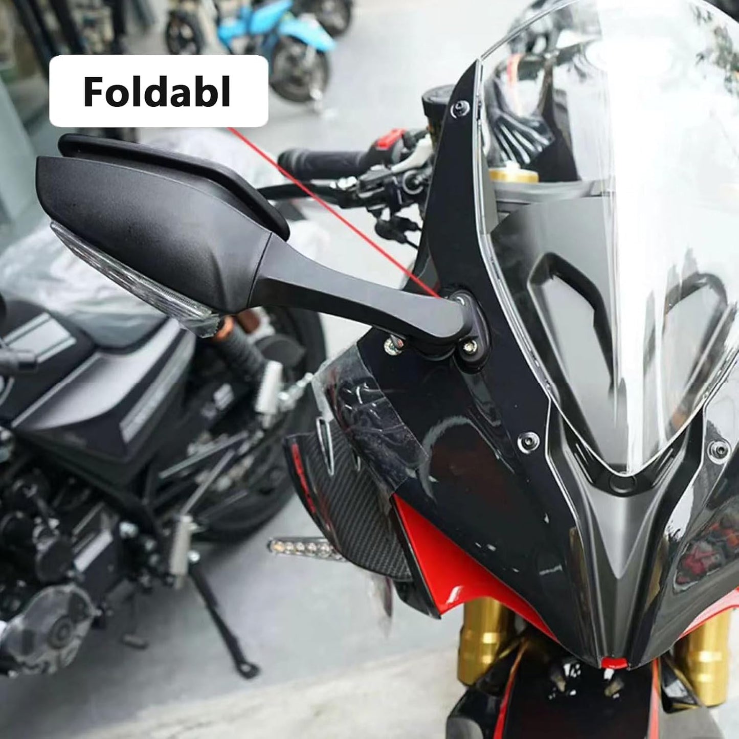 Motorcycle Rearview Mirrors with Built-In Turn Signals Fit for ZX-10R 2021-2024