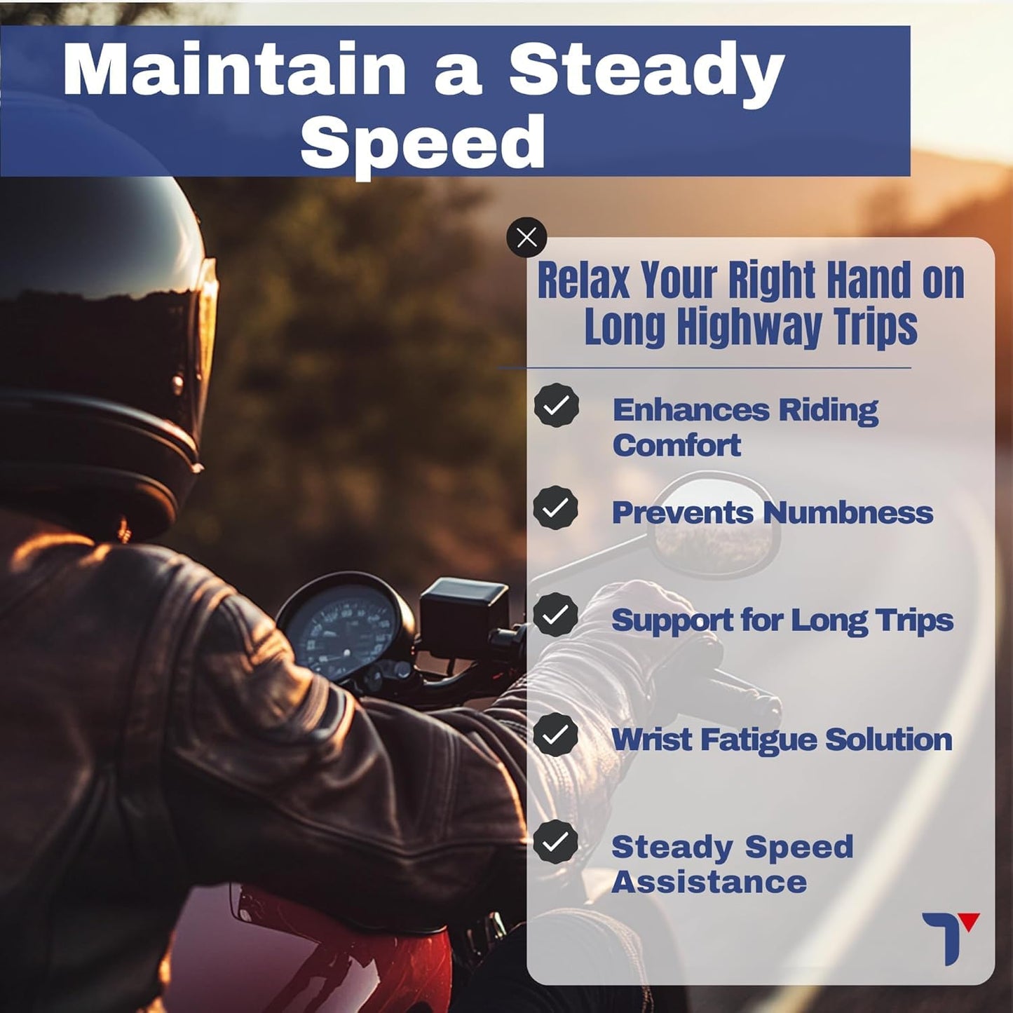 GUB Durable Universal Motorcycle Throttle Lock, Control Assist - Wrist Support for Long Riding Trips, Adjustable Tension - Cruise Control Alternatives, Black