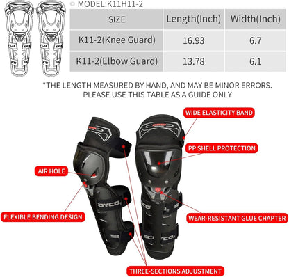 SCOYCO Motorcycle Knee & Elbow Guards,with PP Shell Protection, Shin Safe Protector for Outdoor Cycling Racing Sports (4 in 1)