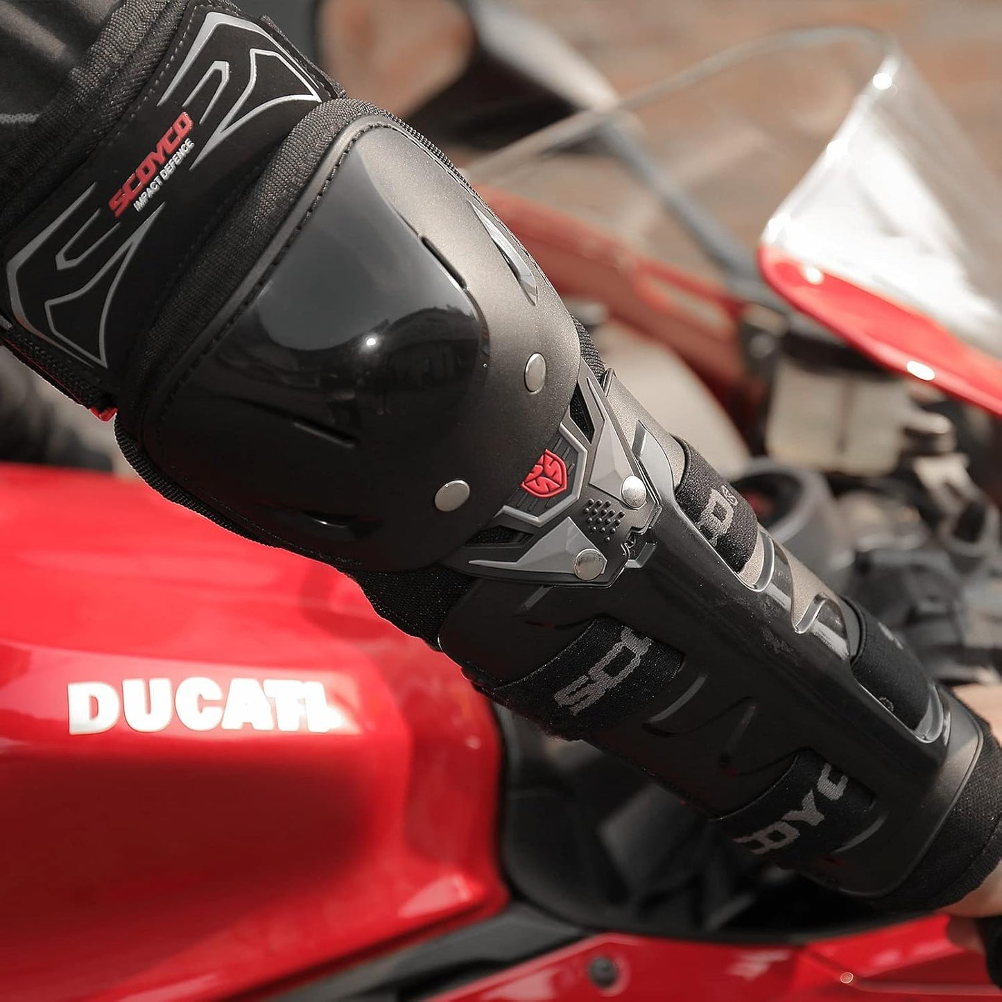 Motorcycle Knee & Elbow Guards,with PP Shell Protection, Shin Safe Protector for Outdoor Cycling Racing Sports (4 in 1)