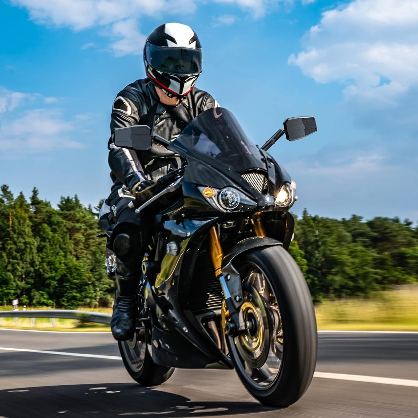 Upgraded Universal Motorcycle Mirror,Adventure Ball-Head ATV Rear View Mirror With 8/10MM Screw and 7/8" Handlebar Aluminum Mount Compatible with ATV Dirt Bike and More