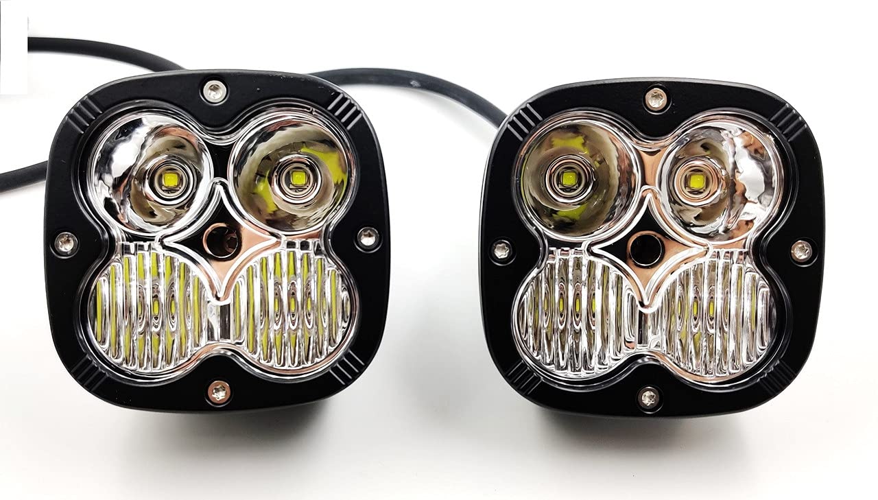 4 LED 60 Watt Fog Light Super Bright Spot Flood Beam Dual Mode Spread Spot Lamp For Motorcycle Cars Bikes & SUV, (2PCS), White