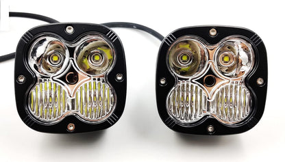 HJG 4 LED 60 Watt Fog Light Super Bright Spot Flood Beam Dual Mode Spread Spot Lamp For Motorcycle Cars Bikes & SUV, (2PCS), White