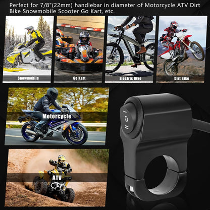 PVC Handlebar 2-Way Switch ATV Light Switch Waterproof PVC Plastic Toggle Switch for Motorcycle Light Bike Light Spotlight 7/8"(22MM) 1 Pc