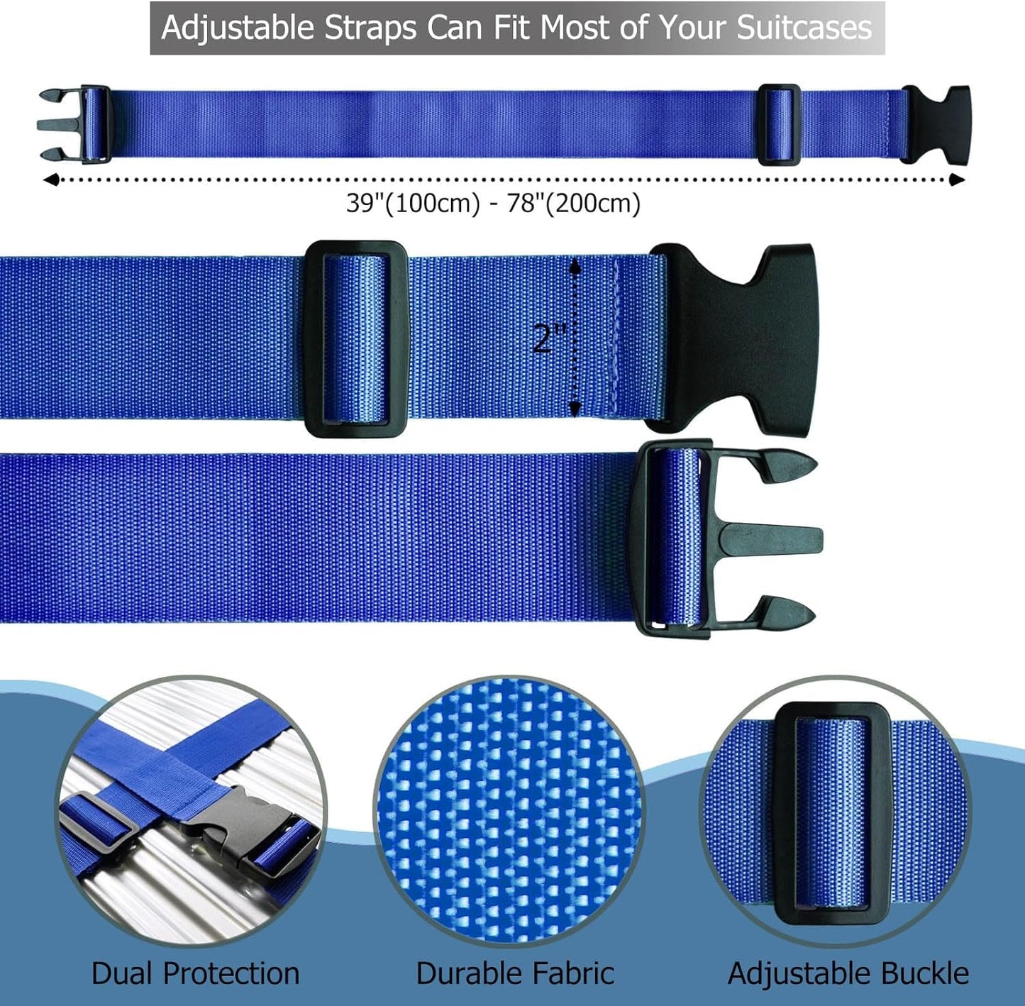 Adjustable Luggage Straps Suitcase Belts Travel Bag Accessories, 2 Meter