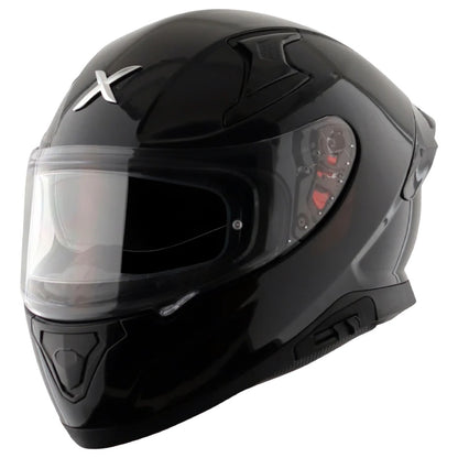 Axor Apex Solid ISI ECE DOT Certified Matt Black Full Face Dual Visor Helmet for Men and Women with Pinlock Fitted Outer Clear Visor and Inner Smoke Sun Visor