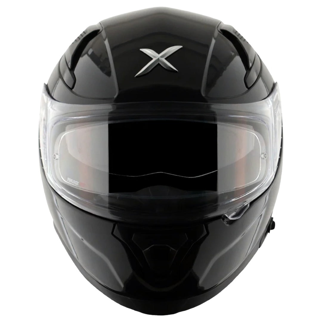 Axor Apex Solid ISI ECE DOT Certified Matt Black Full Face Dual Visor Helmet for Men and Women with Pinlock Fitted Outer Clear Visor and Inner Smoke Sun Visor
