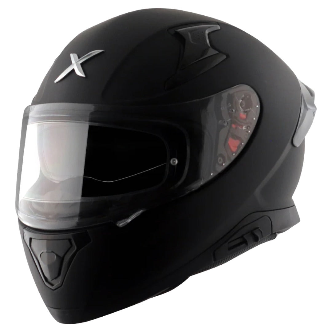 Axor Apex Solid ISI ECE DOT Certified Matt Black Full Face Dual Visor Helmet for Men and Women with Pinlock Fitted Outer Clear Visor and Inner Smoke Sun Visor