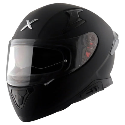 Axor Apex Solid ISI ECE DOT Certified Matt Black Full Face Dual Visor Helmet for Men and Women with Pinlock Fitted Outer Clear Visor and Inner Smoke Sun Visor