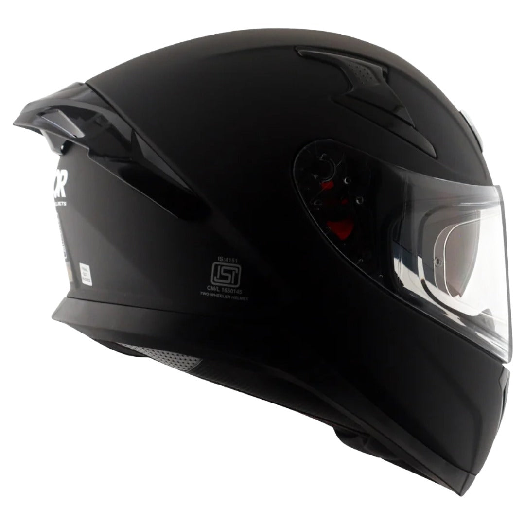 Axor Apex Solid ISI ECE DOT Certified Matt Black Full Face Dual Visor Helmet for Men and Women with Pinlock Fitted Outer Clear Visor and Inner Smoke Sun Visor