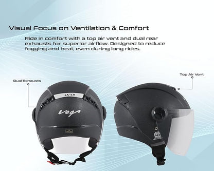 Vega Aster ISI Certified Helmet Rough Finish Black