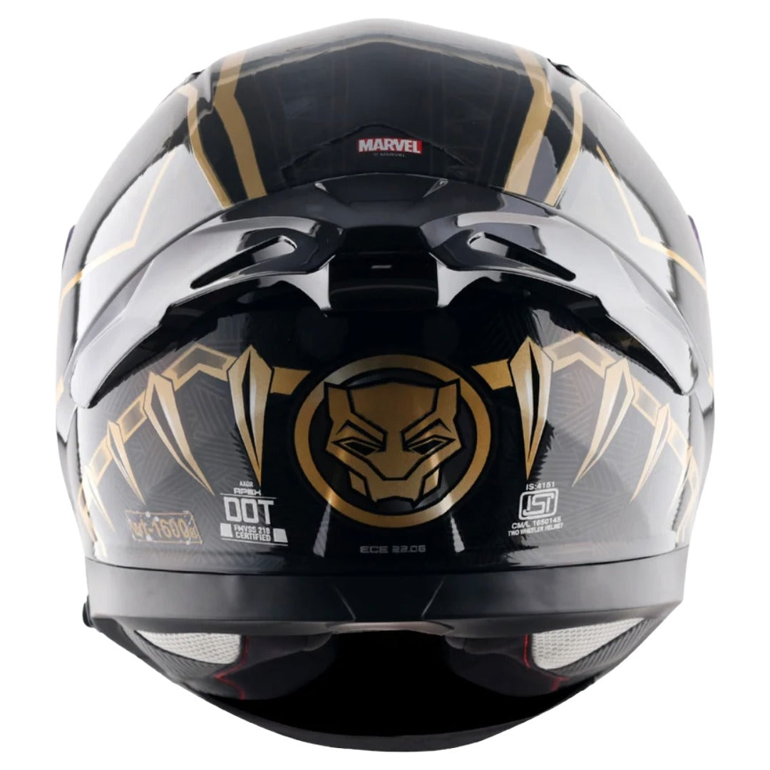Axor Apex Marvel Black Panther ISI ECE and DOT Certified Full Face Helmet for Men and Women with Dual Visors