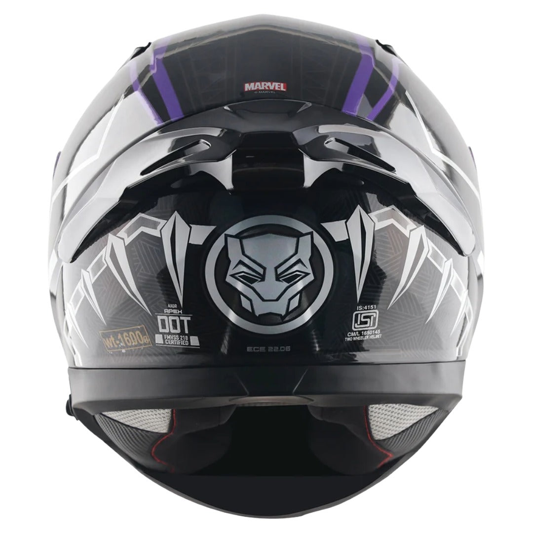 Axor Apex Marvel Black Panther ISI ECE and DOT Certified Full Face Helmet for Men and Women with Dual Visors