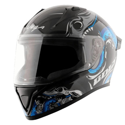 Vega Bolt Octopus ISI and DOT Certified Full Face Helmet for Men with Clear Visor