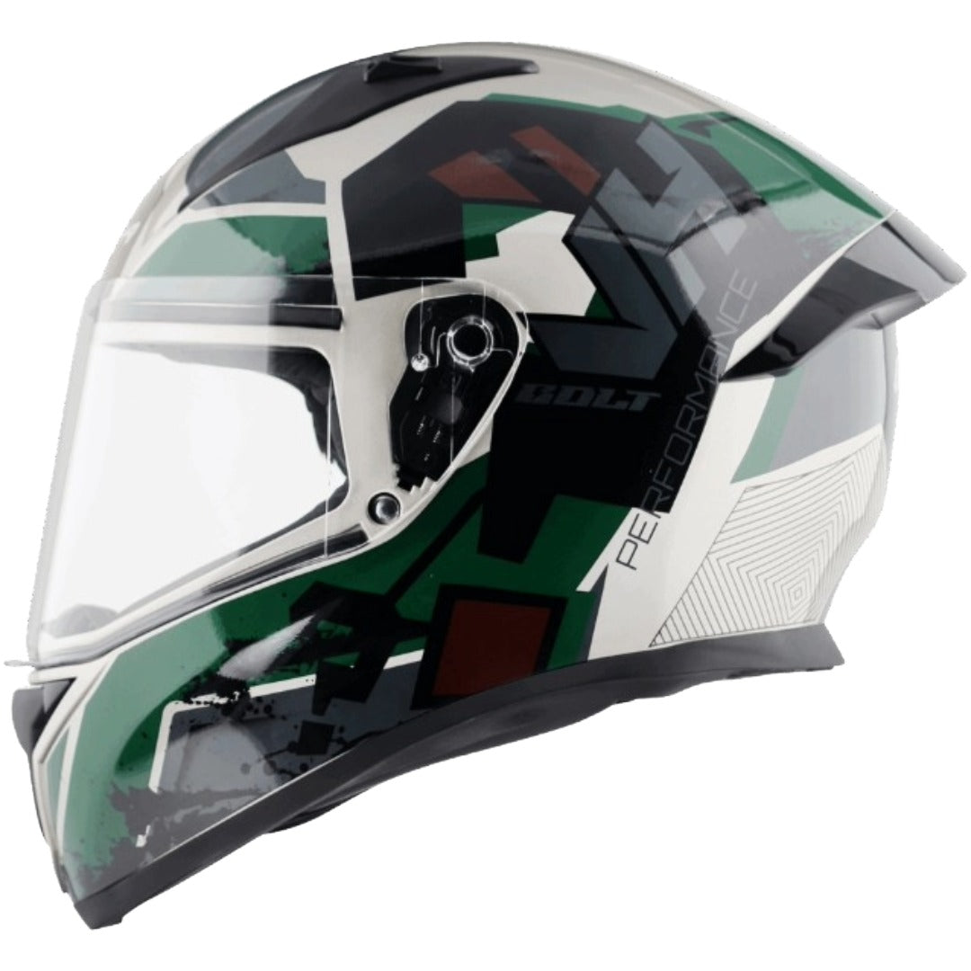 GUB Vega Bolt Army ISI and DOT Certified Full Face Helmet with Clear Visor