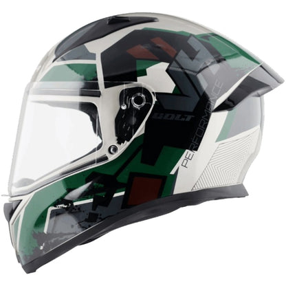 Vega Bolt Army ISI and DOT Certified Full Face Helmet with Clear Visor