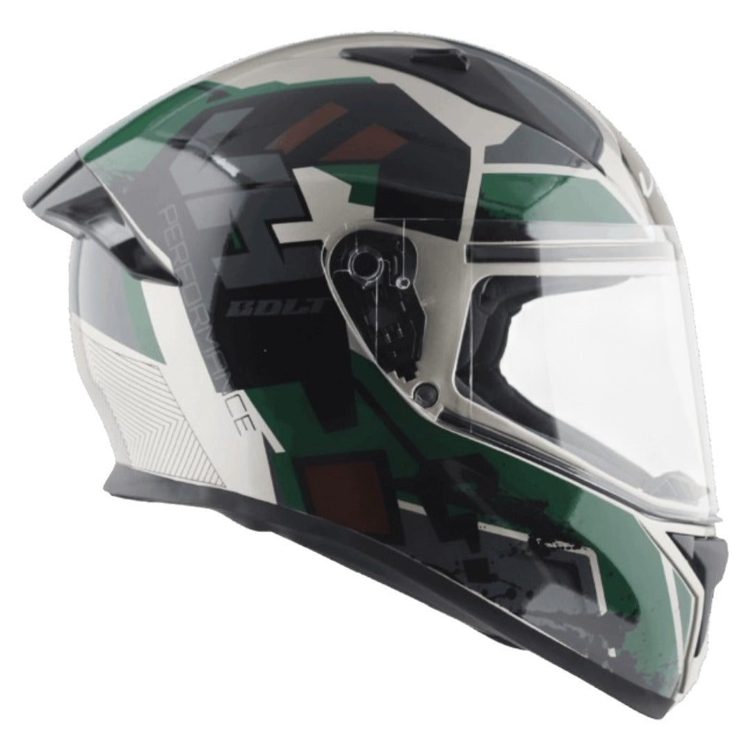 GUB Vega Bolt Army ISI and DOT Certified Full Face Helmet with Clear Visor