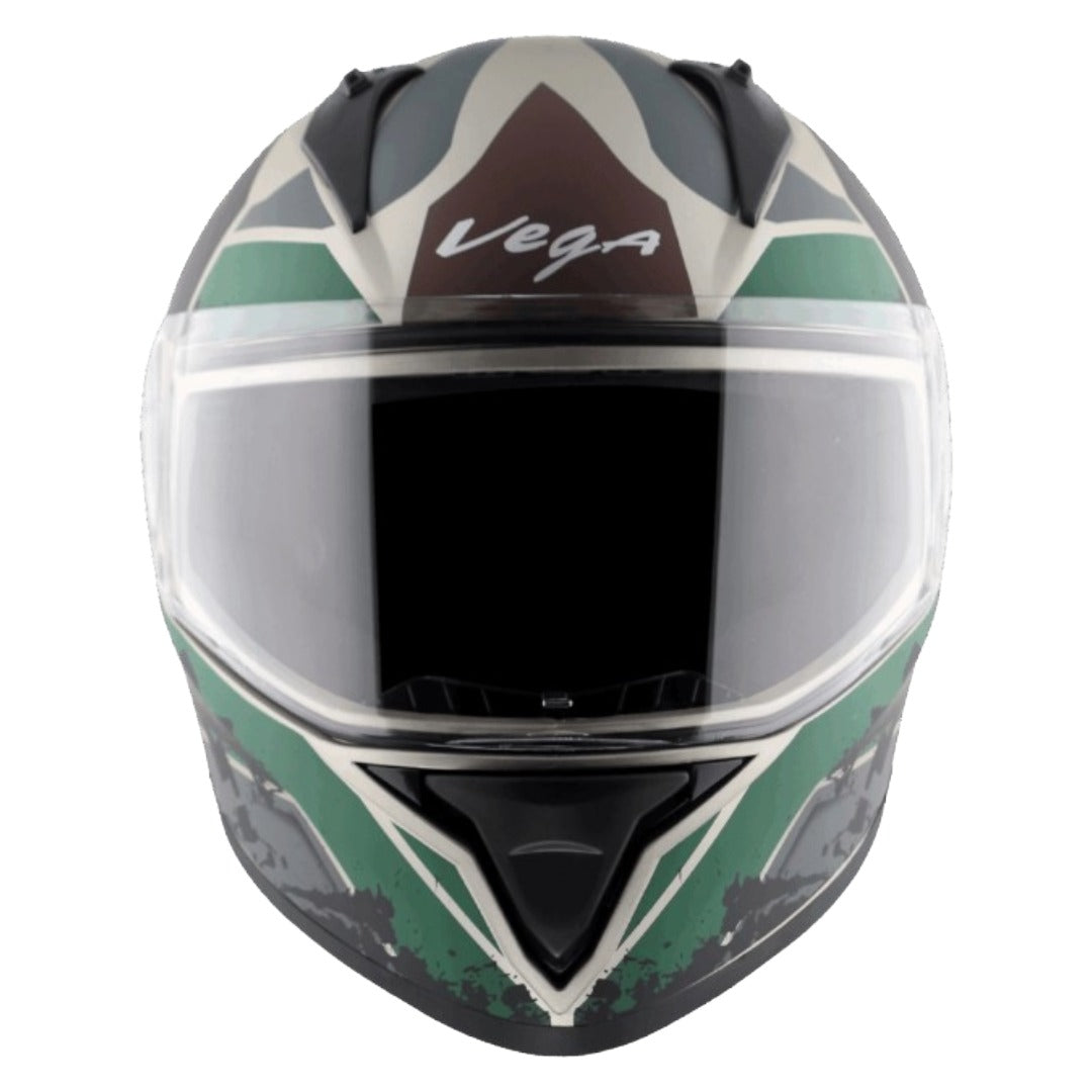 GUB Vega Bolt Army ISI and DOT Certified Full Face Helmet with Clear Visor