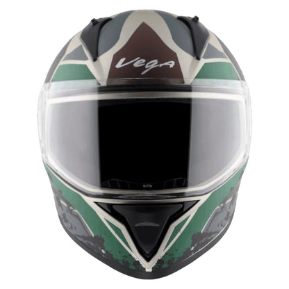 Vega Bolt Army ISI and DOT Certified Full Face Helmet with Clear Visor